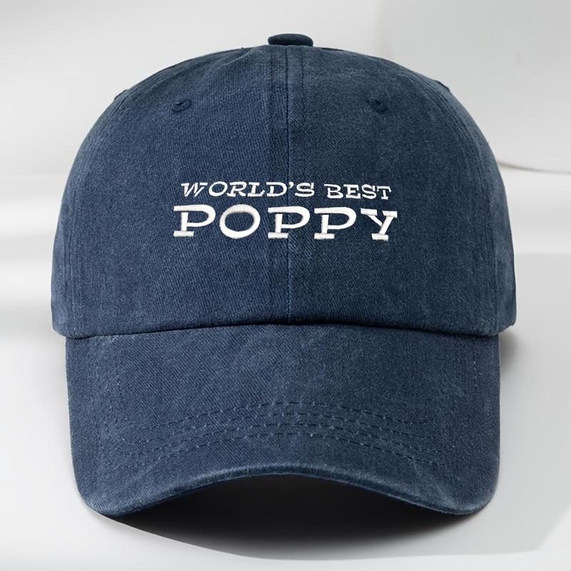 Poppy Letters Three-dimensional Embroidered Baseball Cap Classic Washed Old Retro Peaked Cap Soft Top Adjustable