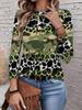 Women's T-shirt 3D Printing Green Plant Print Fashion Long Sleeve Round Neck Regular Top Holiday Weekend Spring and Autumn Y2K