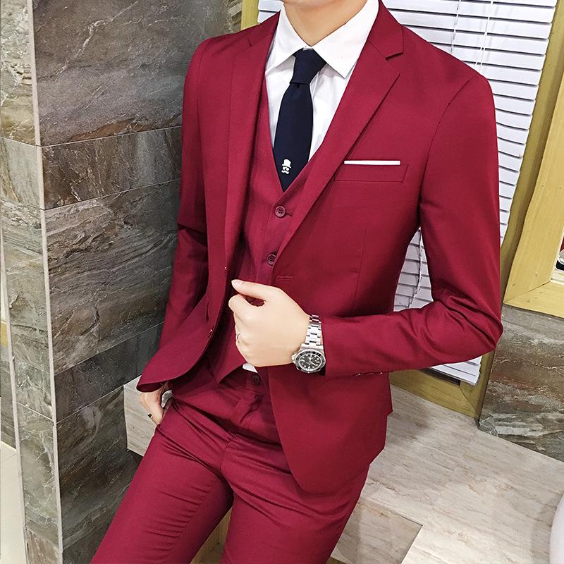European Size Men's Three-Piece Wedding Suit - Thickened Formal Attire for Grooms