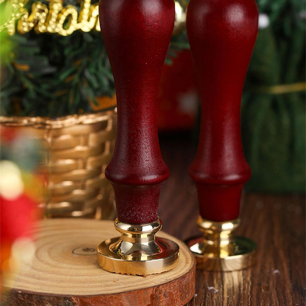 Christmas Themed Seal Stamp Head with Wood Handle for Seal Envelope Christmas Card Invitation Scrapbooking Embellishment