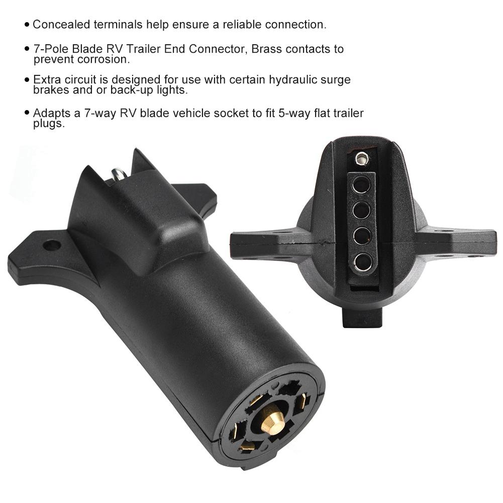 Adaptador de Fiação para Reboque 12V 7 Pinos Lâmina RV para 5 Pinos Plano Conector Plugue Luz de Reboque