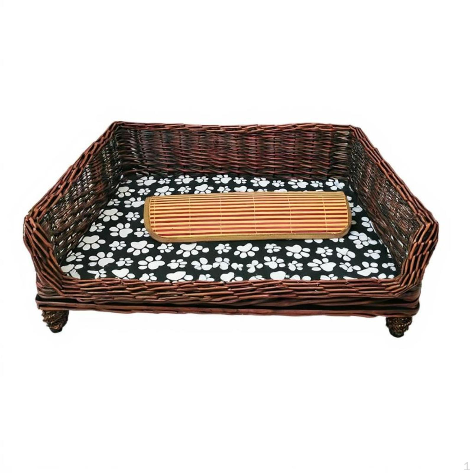 Elevated Wicker Dog Bed, Breathable Pet