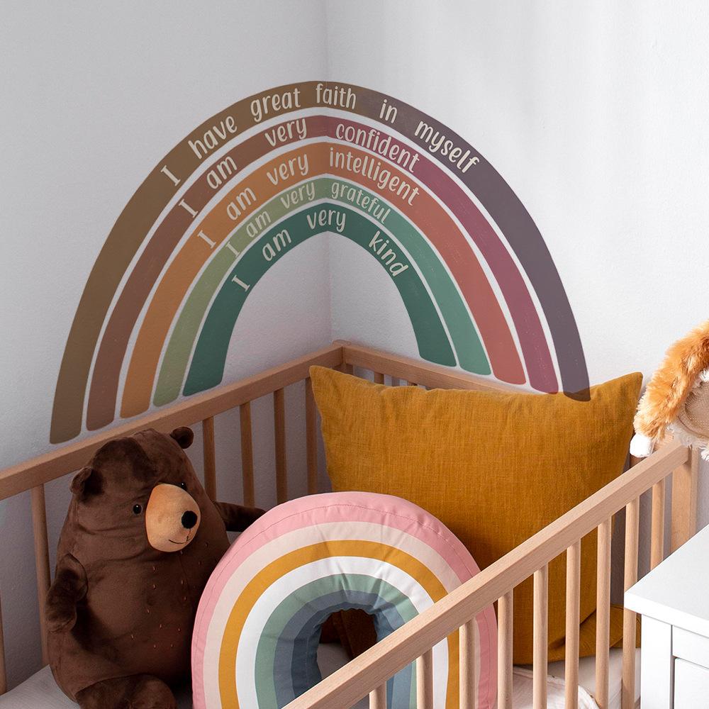 Inspirational English Slogans Rainbow Bedroom Living R Oom Entrance Hall Home Beautification Wall Stickers
