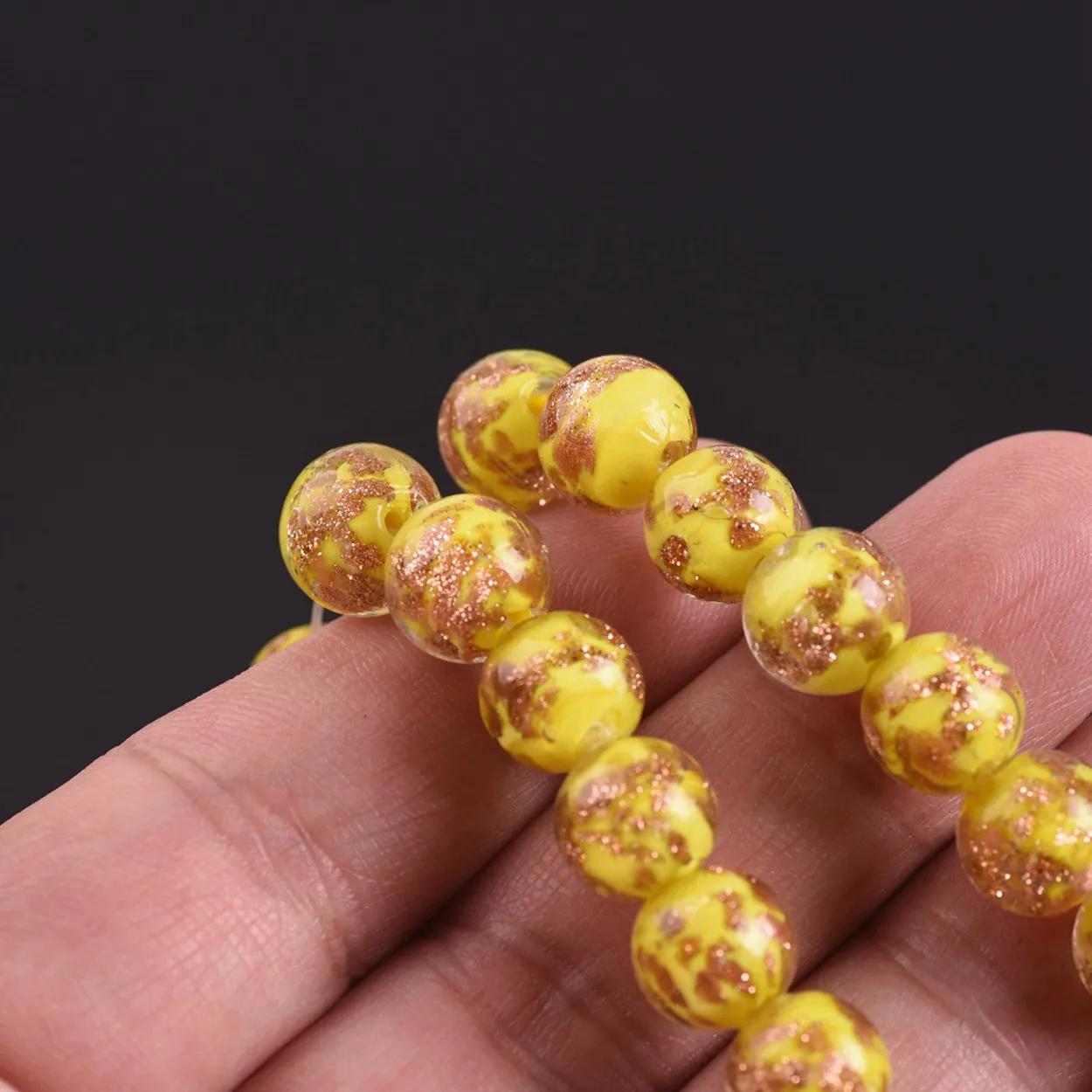 

10 шт. Круглые 8 мм 10 мм 12 мм Фольгированные Лэмпворк Стеклянные Свободные Бусины для DIY Поделок Ювелирных Изделий Браслетов Аксессуары 10mm-10pcs