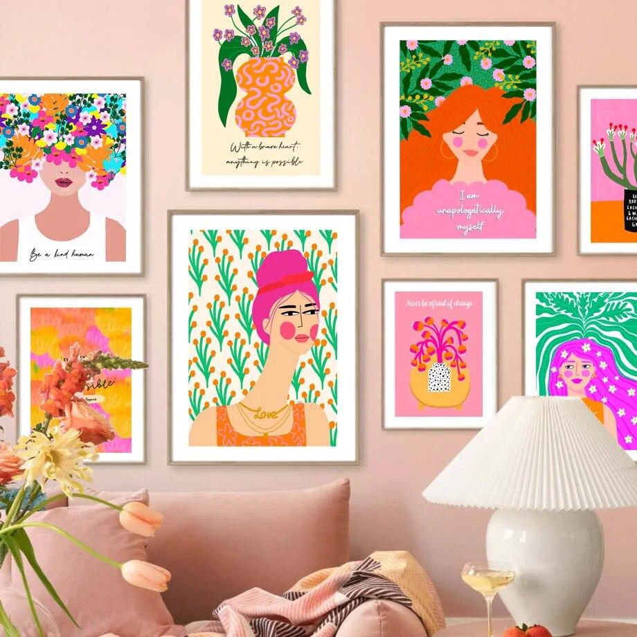 

Girl Tea Cake Plant Lemon Quote Wall Art Painting Nordic Poster and Print Wall Picture for Living Room