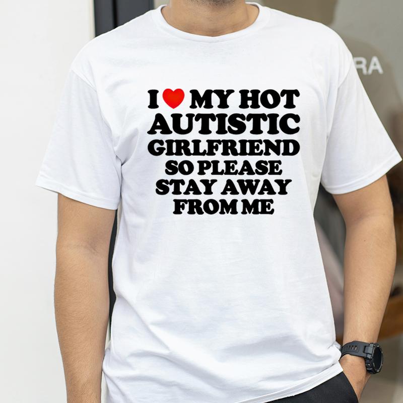 Ik Hou Van Mijn Hete Autistische Vriendin T-shirt Mannen Grappig Casual Korte Mouw Ronde Hals Zomer Vrouwen T-shirts