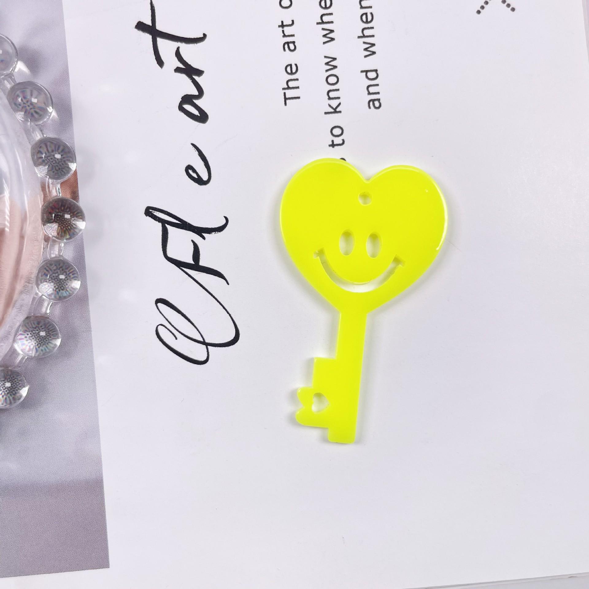 

Акриловый брелок/серьги с улыбающимся лицом 50x30 мм, сделай сам, на заказ, разные цвета жёлтый