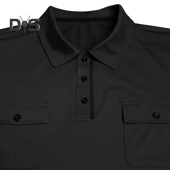 Men's Lapel T-shirt with Chest Pockets Short Sleeve Button-up Collar Tee Solid Color Casual Pullover Tee Shirt for Gym Streetwear