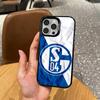 Klassische S-Schalke-es 04 P-Muster Handyhülle Für iPhone17,16,15,14,13,12,11 Plus,Pro Max Farbige Silberbeschichtete Innenabdeckung