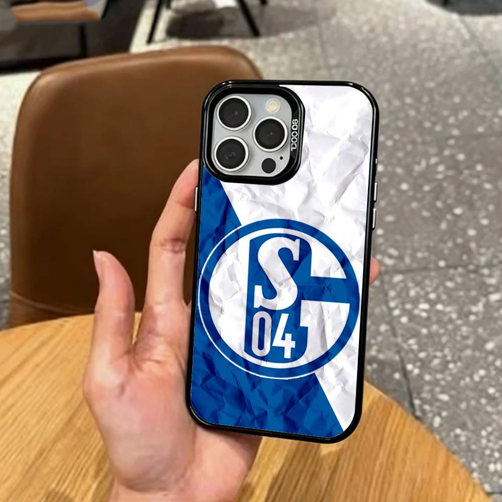 

Классический S-Schalke-es 04 P-Узор Чехол для телефона для iPhone17,16,15,14,13,12,11 Plus,Pro Max Цветной Посеребренный Внутренний Чехол iPhone13PRO