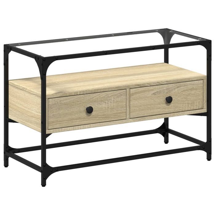 VidaXL TV Cabinet with Glass Top Sonoma Oak Engineered Wood, TV Stand, Media Cabinet, Hi-Fi Cabinet, TV Unit, 846060