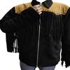 Men's Black & Brown Genuine Suede Leather Fringe Jacket, Western Style Fringe Jacket, Cowboy Jacket, Men Fringed Jacket, Gift For Him