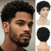 Men Synthetic Short Brown Wigs Stylish Black Curly Hair With Bangs for Daily Party Cosplay High Temperature Fiber