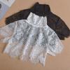 Women Summer Detachable Fake Collar Half Shirt Blouse Sweet Crochet Sheer Eyelash Floral Lace Wedding Decorative Dickey Choker
