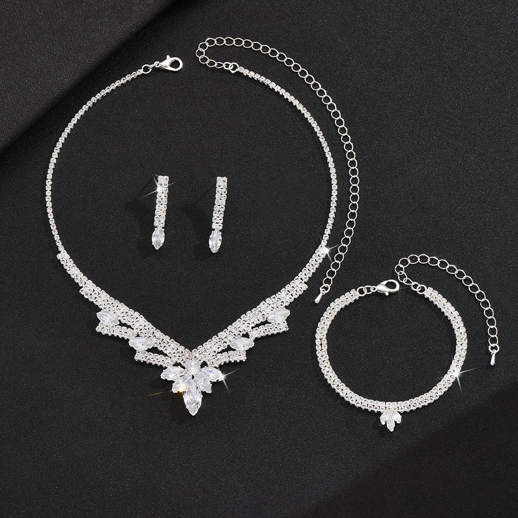 Collana Lusso Clavicola Cena Gioielli Matrimonio Festa Collana Orecchini Bracciale Set Accessori Abito