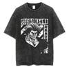 Anime Baki Washed Tshirt Harajuku Summer Cotton Short Sleeve Oversize Tees Vintage Streetwear Baki Hanma Print T-Shirt