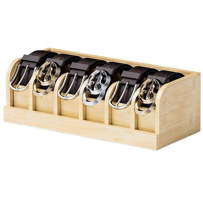 Wooden Belt Storage Box Household Wardrobe Tie Multi-grid Organizer Watch Storage Display Box