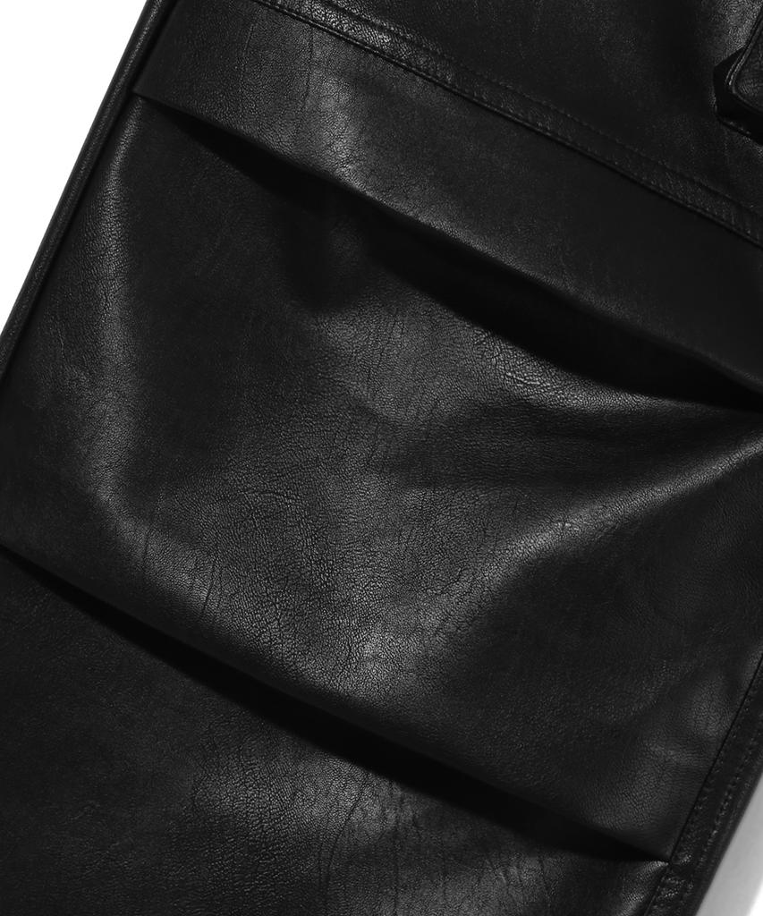 Trillion Parachute Cargo Rivet Vegan Leather Pants (Black)