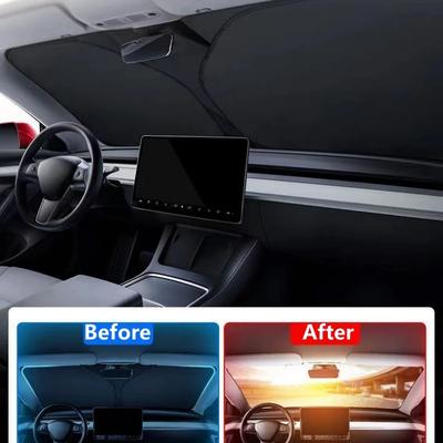 Para-sol Dobrável Ultra-Espesso para Carro - Barreira de Calor Refletiva e Viseira Com Bolsa de Armazenamento Para Cobertura do Para-brisa Dianteiro de Carros Pequenos