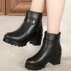 Winter Women's Boots Luxury Casual Leather Boots Plush Warm Snow Booties Mother Cotton Boots High Heel Ankle Booties Botas Mujer