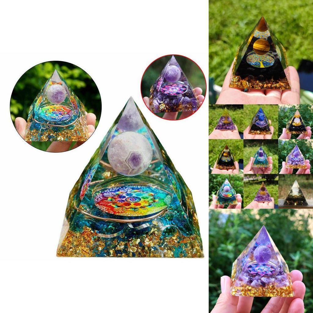 Amethyst Pyramid Crystal Healing Orgonite Chakra Energy Home Decor With Unique Handmade Design