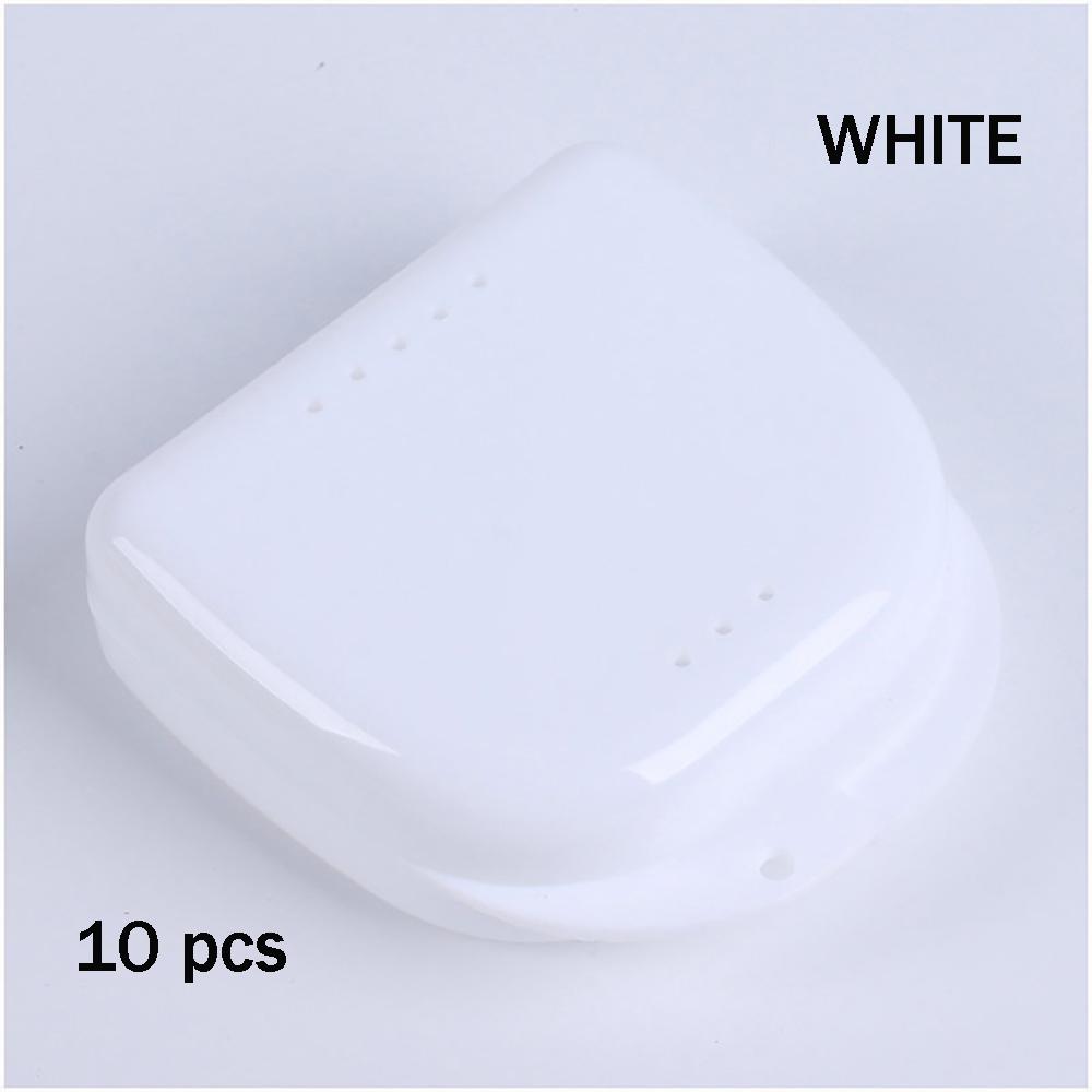 10Pcs Denture Storage Box Plastic Teeth Container Orthodontic Retainer Case Color Tray Protective False Teeth Box