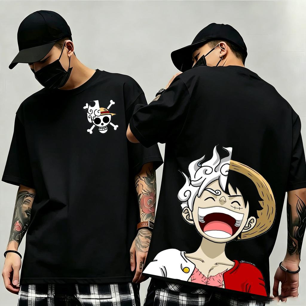 Summer New Arrival One Piece Pattern Tshirt Unisex Anime Print Casual Shortsleeved Fashionable Streetwear Top Y2k Style
