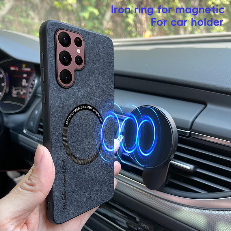 Hülle für Samsung S26 S25 S24 S23 S22 S21 S20 plus ultra Neue magnetische Saug-Schutzhülle aus Schafsleder Kabelloses Laden schlicht