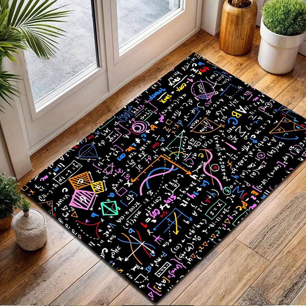 Math and Science Formula Pattern Rug Patterned Carpet, Non Slip Mat Suitable for Living Room and Bedroom Sofas
