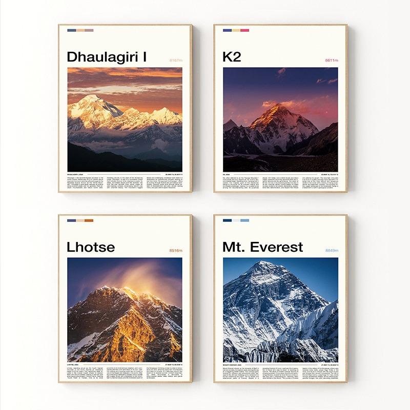 Mountains rivers City Forest Mount Everest Mount Kilimanjaro Poster Print Canvas Painting WallArt Picture Living Room Home Decor