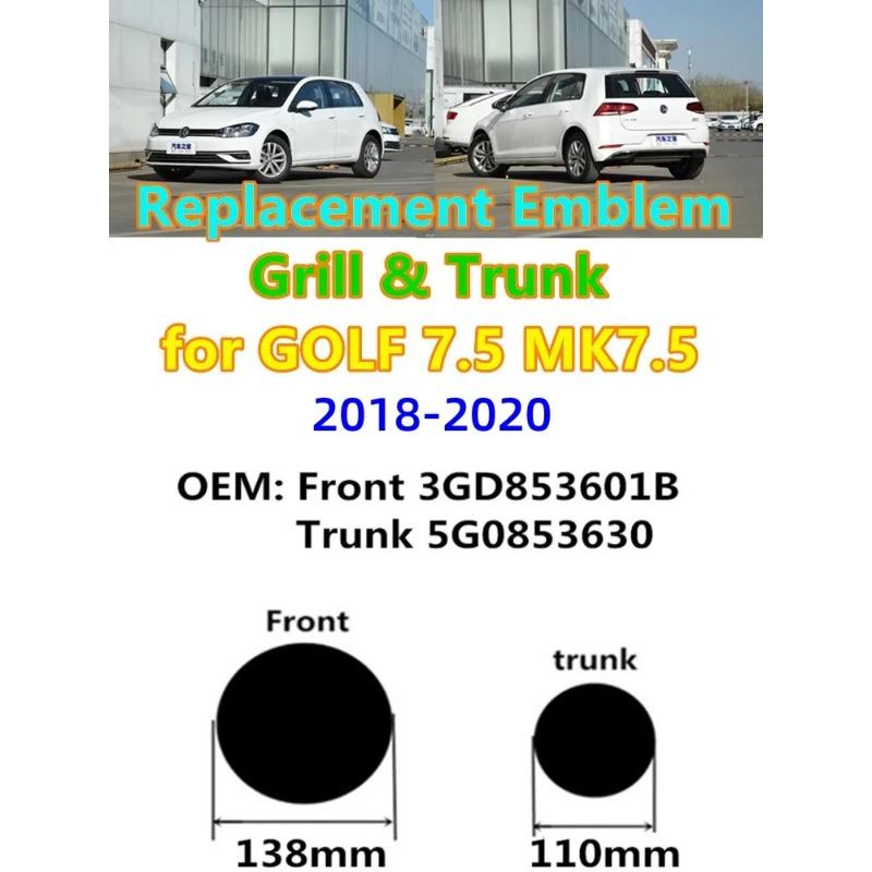 BRF1 GOLF 4 5 6 7 For VW VOLKSWAGEN 2026 New Key Case Auto Car Replacement 138mm Front Grille Badge 110mm Rear Trunk Emblem Lid Car L At2
