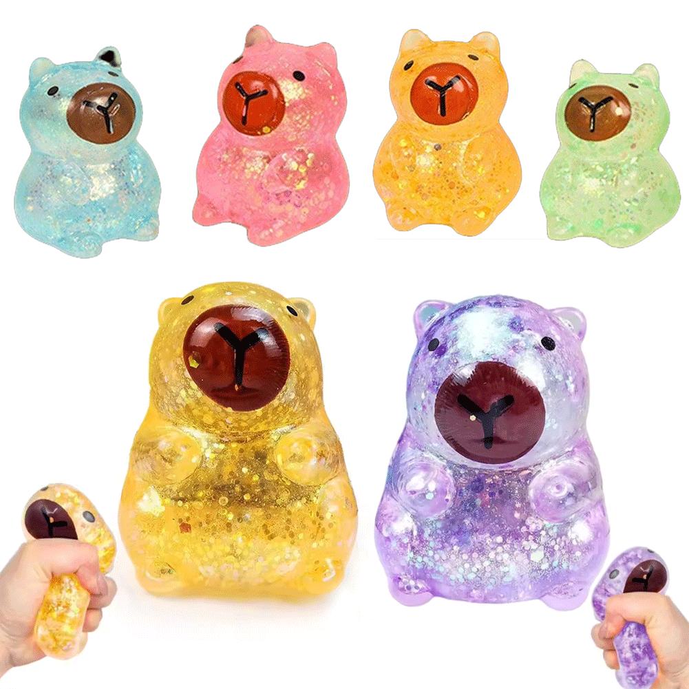 Glitter Capybara Squishy Fidget Toy Soft Maltose Squeeze Stress Ball Sensory Toy For Home Decor Office Anxiety Relief Adhd Gift