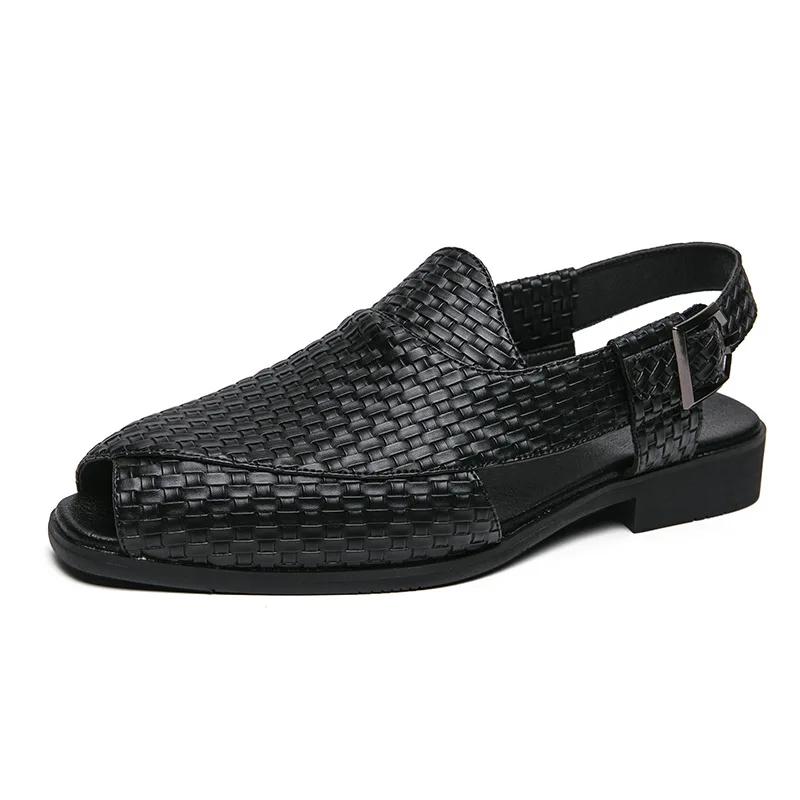 Fashion Black Sandals For Men Buckle Decor Slingback Sandals 2025