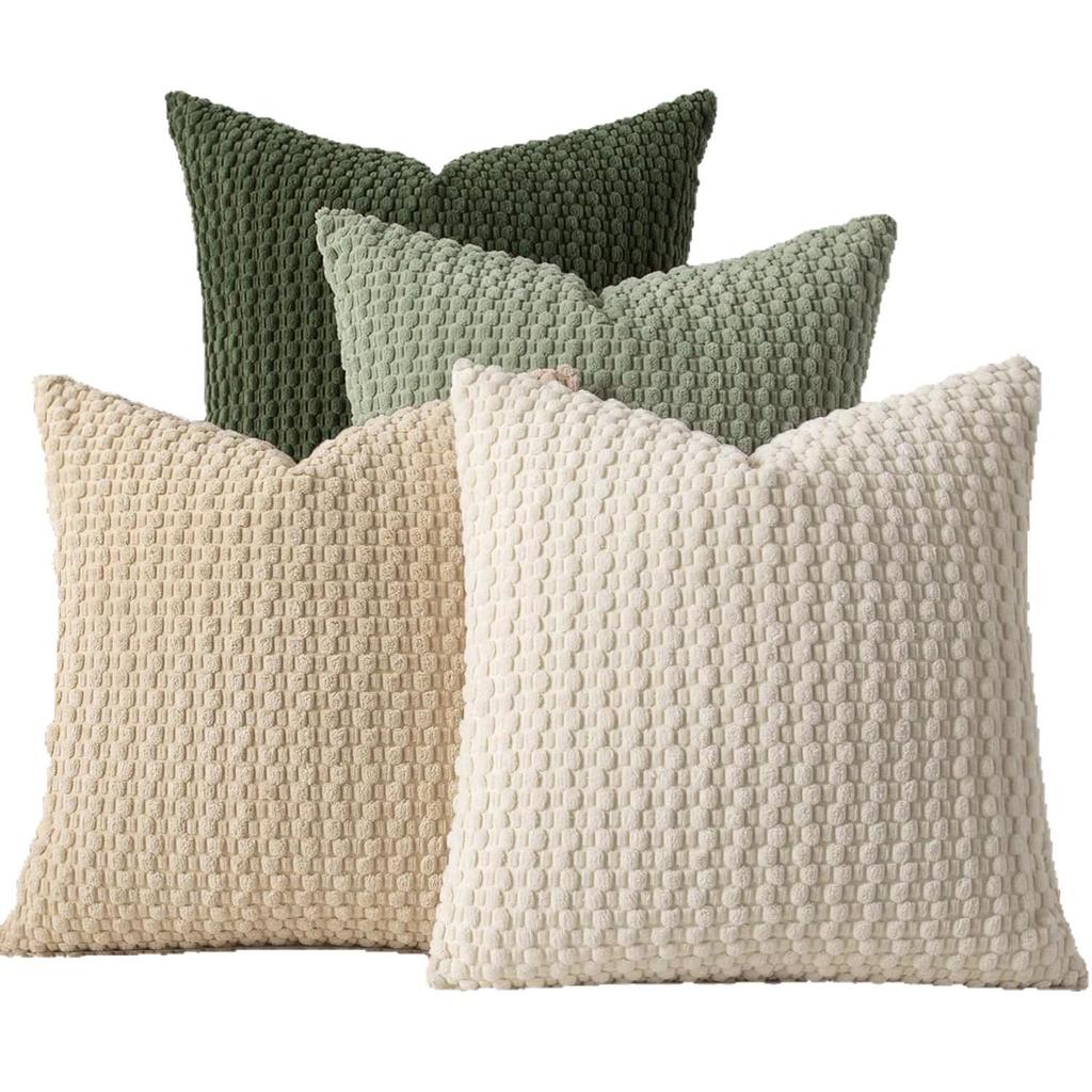 Bohemian Corduroy Bubble Bead Throw Pillow Cover