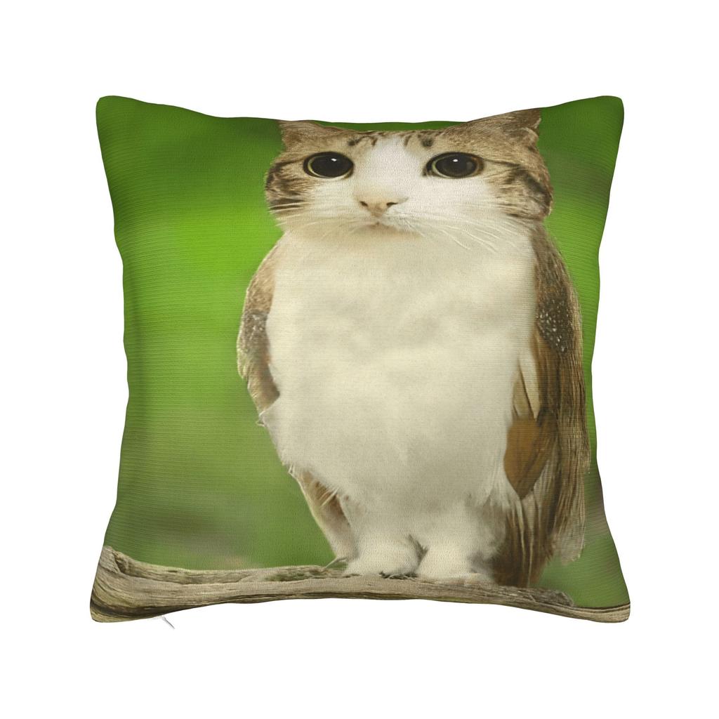Pillow Cover Internet Famous Meowl Cat Owl Meme  Retro Trendy Pillow Case For Sofa Couch Bed Living Room Pillowcases