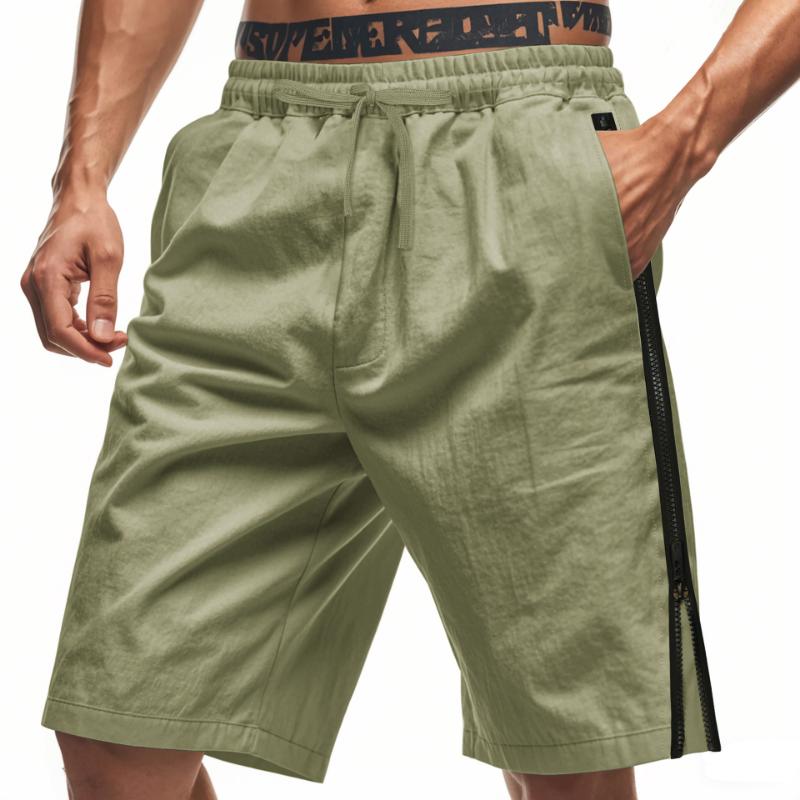 Summer Men's Side Zipper Hip-hop Shorts Casual Loose Sports Beach Five-point Shorts Men's Clothing