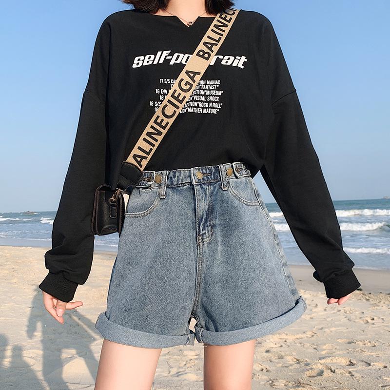 Summer Denim Shorts High Waist Denim Wide Leg Pants Women