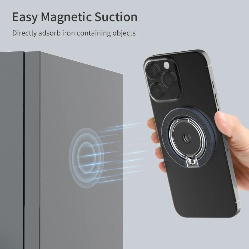Cell Phone Strong Magnet Stand for Magsafe Finger Ring 360 Degree Rotation Portable Double Magnetic Holder for iPhone 16 15 14