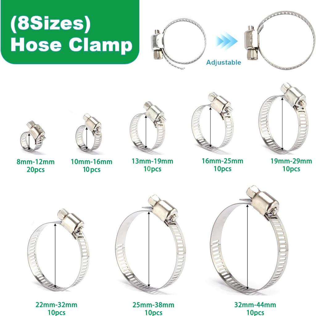 91Pcs American throat hoop water pipe clip set, trachea hoop soft water pipe clamp YouTube clip set