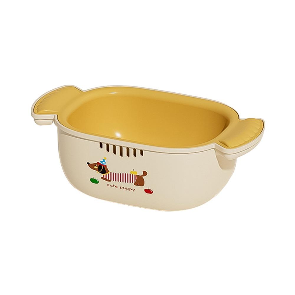 Dopamine Double Layer Drain Basket Stackable Large Capacity Fruit Storage Basket Space-saving Cute Handle