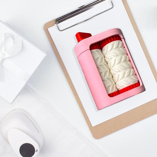 

Business Card Embosser 3D Printed Hand Embossing Machine with Cloud/Flower/Leaf/Notes Pattern Dual Roller Mini Embosser Stamp for DIY Cards D