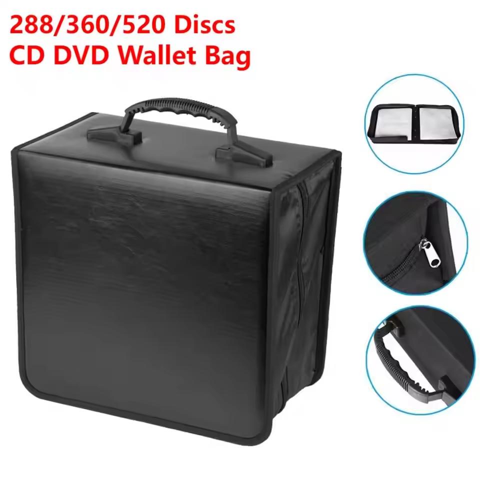 520 Discs DVD CD Holder Dustproof Storage Bags Zipper Album Organizer Media Storage Box Portable CD DVD Wallet Carrying Bag Case