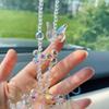Women S Crystal Flower Car Rearview Mirror Pendant Car Decoration