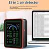 Air Quality Meter 18 in 1 CO2 TVOC HCHO PM2.5 PM10 Temp Humid Detect Tester Indoor Battery Powered Data Storage Black