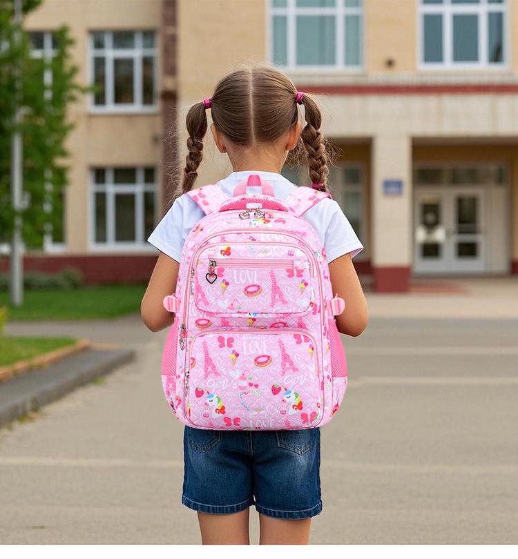 Trendigt 3-delat skolryggsäckset för flickor - Söt campusstil