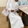 Lace semi-turtleneck pleated hem knitted dress autumn and winter new stacked wear with coat thin bottom sweater skirt