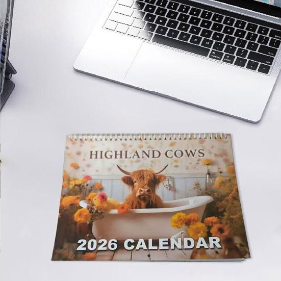 Highland Cow Calendar 2026 Scottish Cow Wall Calendar Hanging Monthly Planner Animal