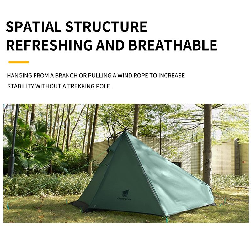 Ultralight Single Person Pyramid Camping Tent Waterproof Silicone Coated Ripstop Nylon Hiking Shelter Outdoor Accessories