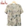 Chinese Style Plus Size Short Sleeve Blouse for Middle-Aged Women