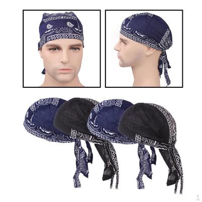 4x Fazzoletto da Testa Teschio Perdita di Capelli Bandana Musulmana Turbante nero e blu